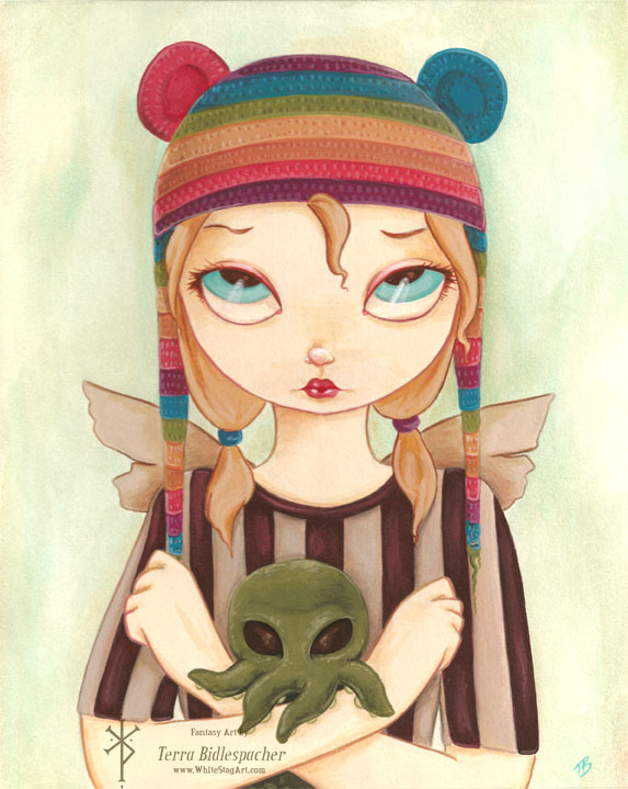 Nadya - Rainbow Hat Fairy With Cthulhu 5x7 Print